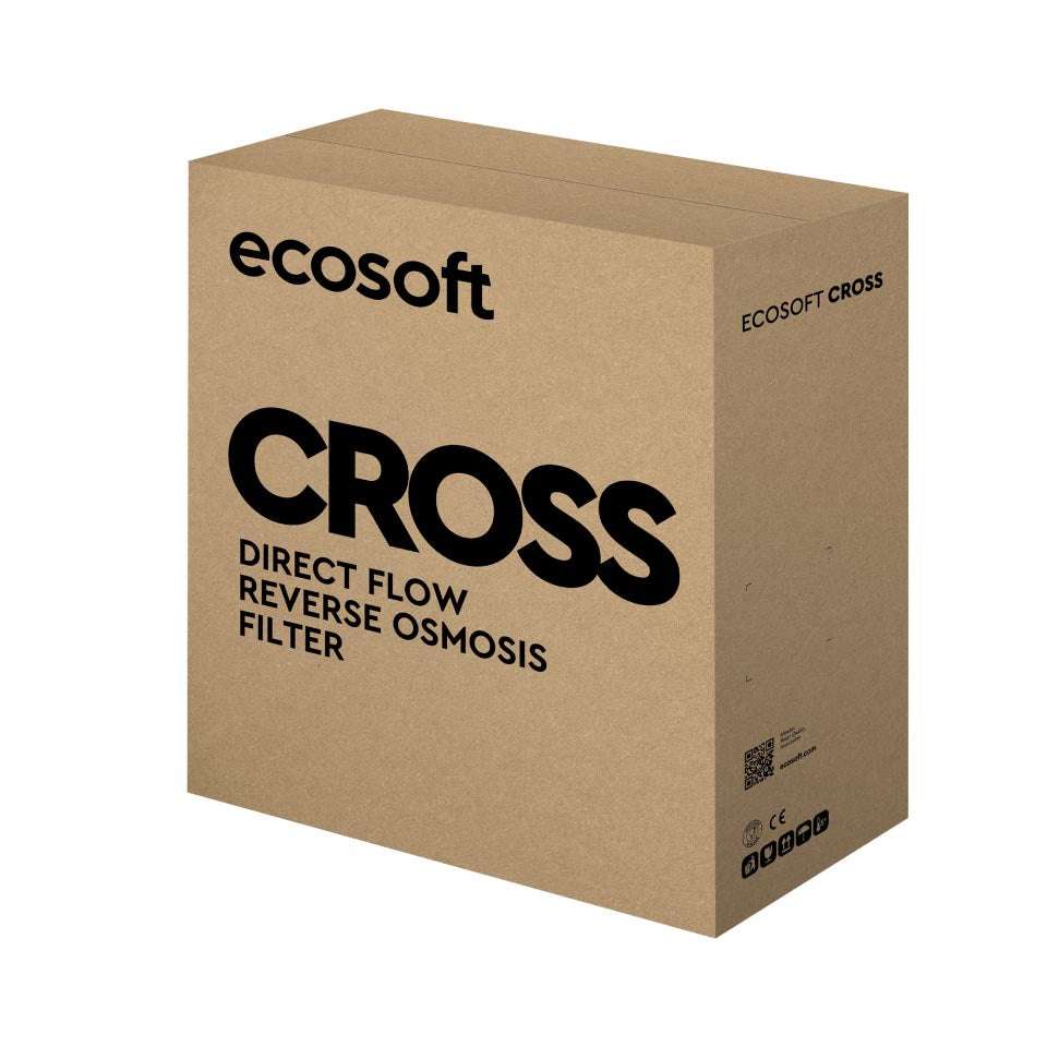 Ecosoft CROSS 60 Direct Flow RO water purifier system with compact under-sink design and advanced filtration technology