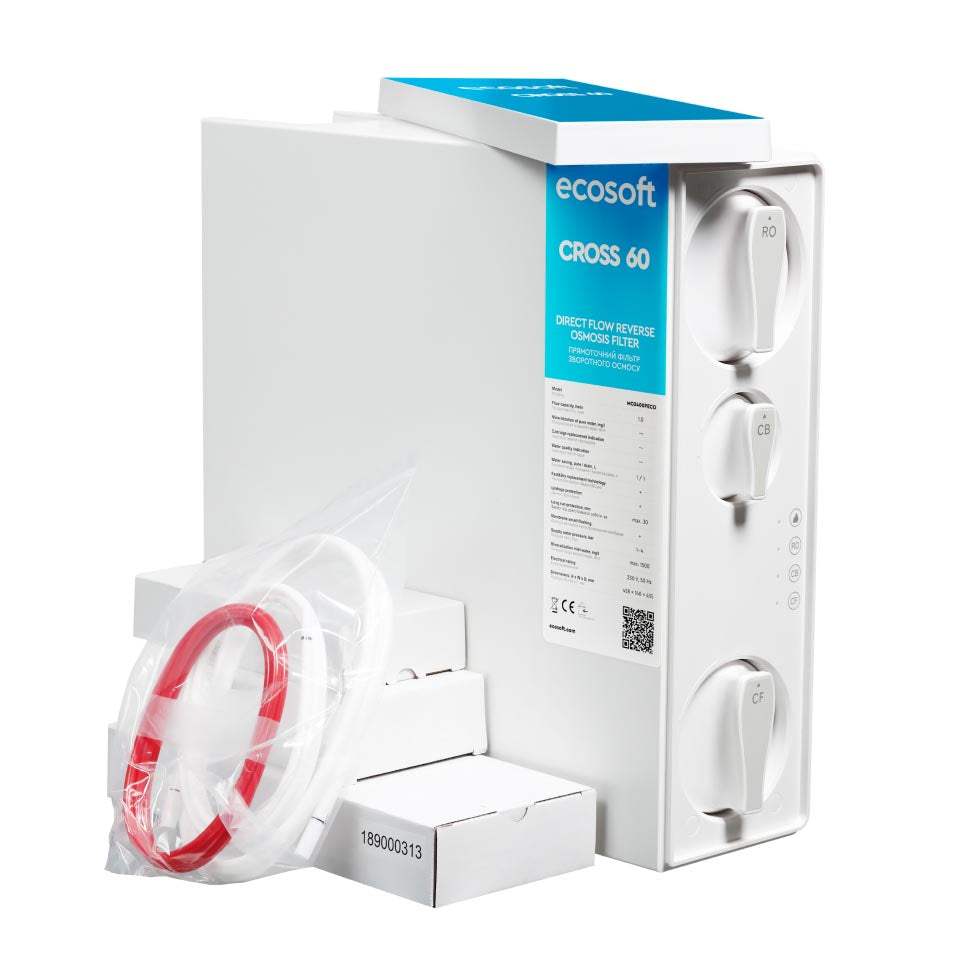 Ecosoft CROSS 60 Direct Flow RO water purification system with compact design and advanced filtration technology
