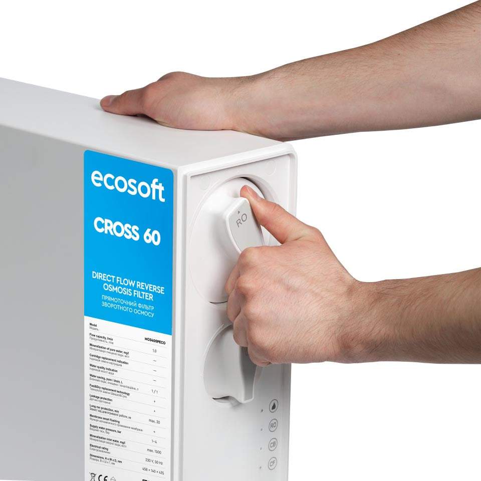 Ecosoft CROSS 60 Direct Flow RO System water purifier unit with sleek compact design and advanced filtration features