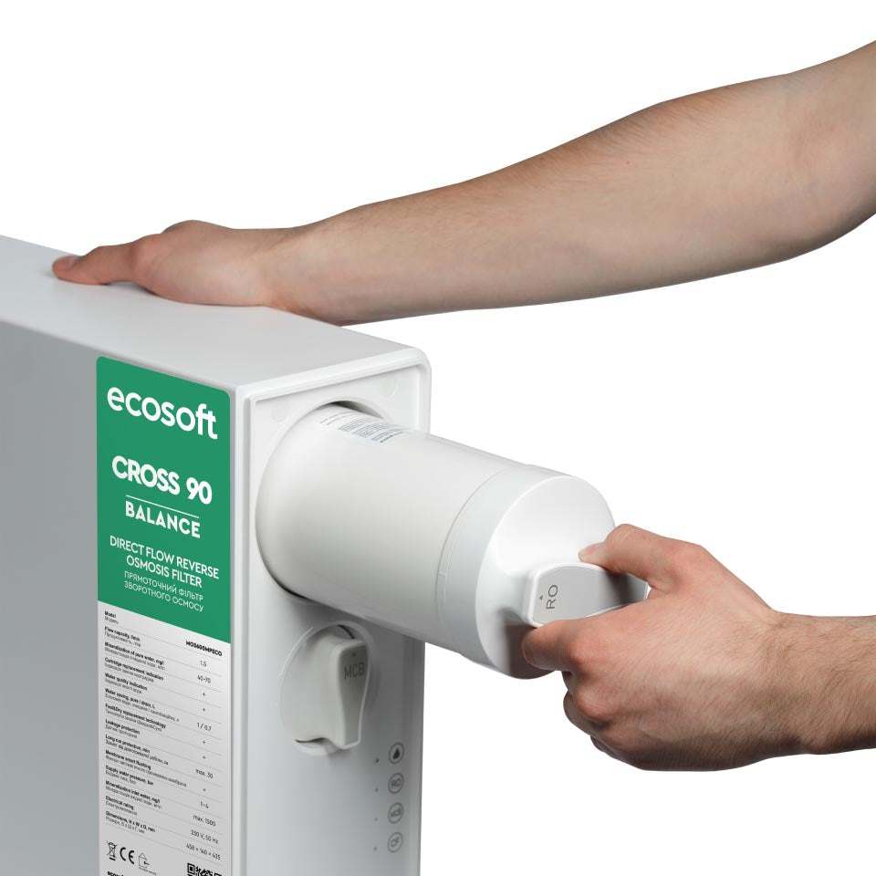 Ecosoft CROSS 90 Balance Direct Flow RO System under sink water purifier with smart LED indicators and mineralization filter