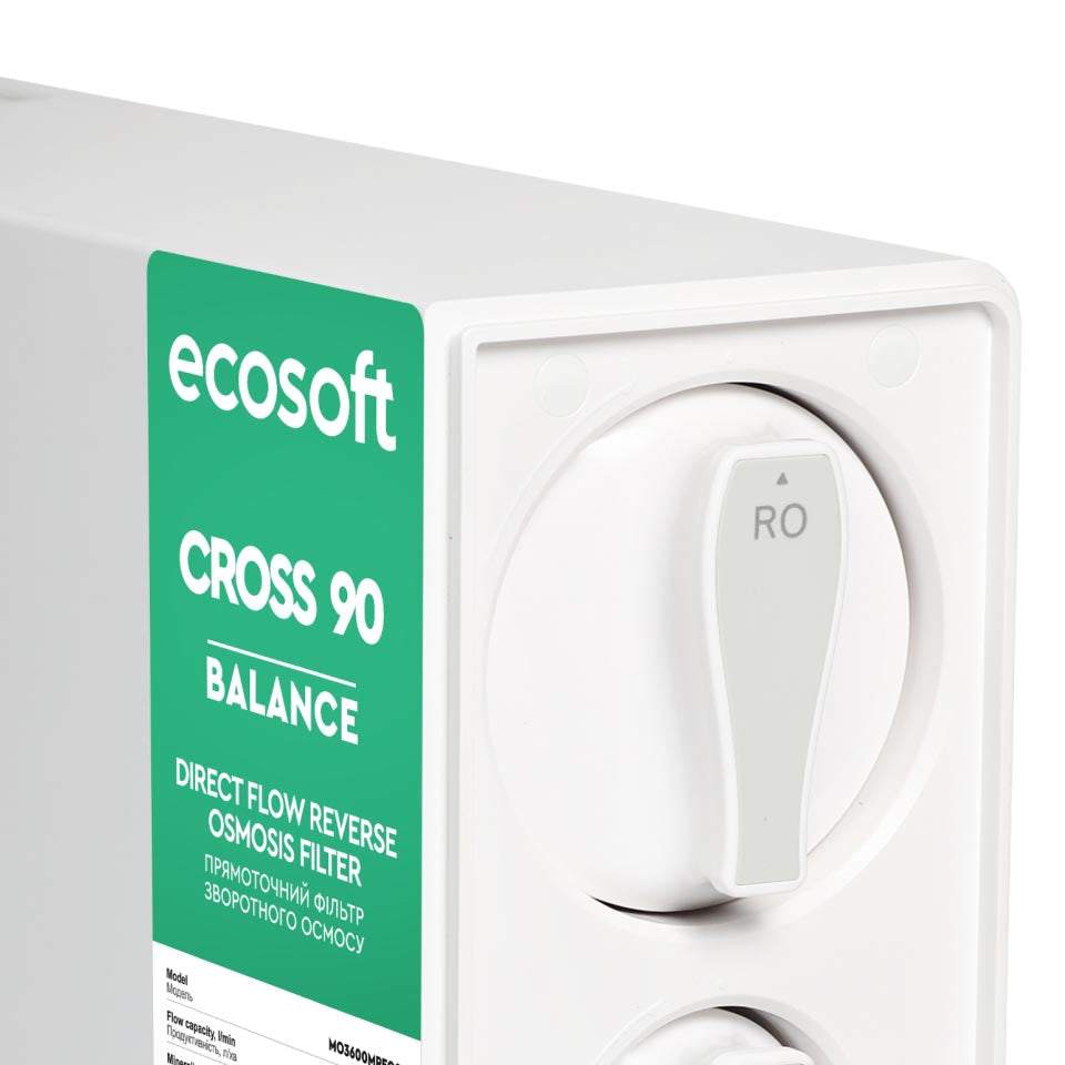 Ecosoft CROSS 90 Balance Direct Flow RO System with compact design and smart LED indicators