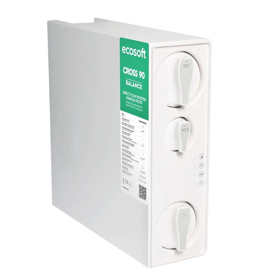 Ecosoft CROSS 90 Balance Direct Flow RO water purification system under sink compact design