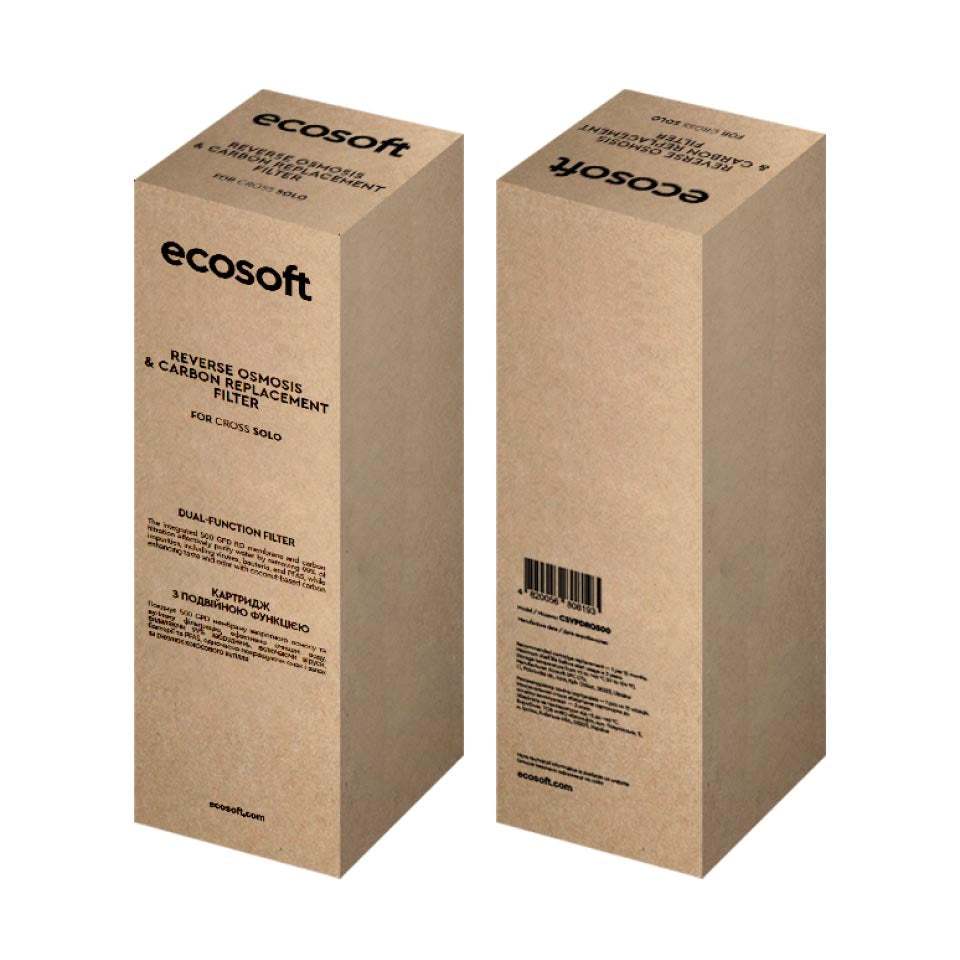 Membrane element and carbon filter replacement for CROSS Solo water purification system with 2-in-1 reverse osmosis and carbon filtration.