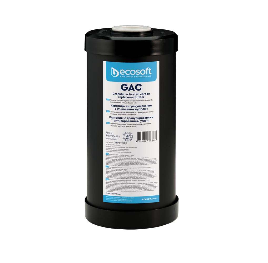 Ecosoft granular activated carbon filter in three sizes for cleaner, fresher water filtration