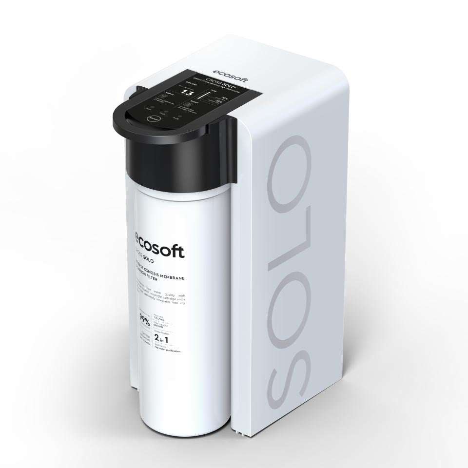 Ecosoft CROSS Solo ultra-compact reverse osmosis water filtration system under sink installation