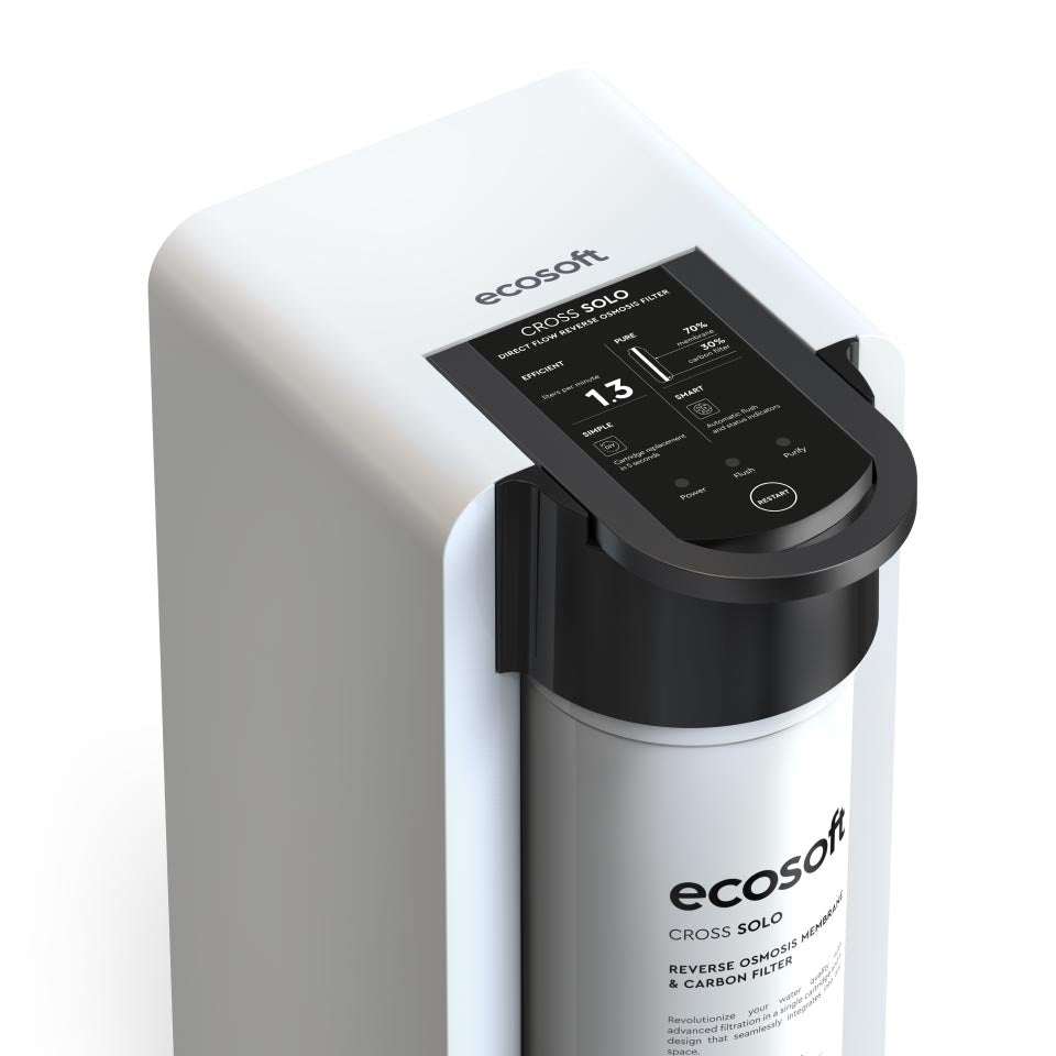 Ecosoft CROSS Solo ultra-compact reverse osmosis water filtration system under sink installation