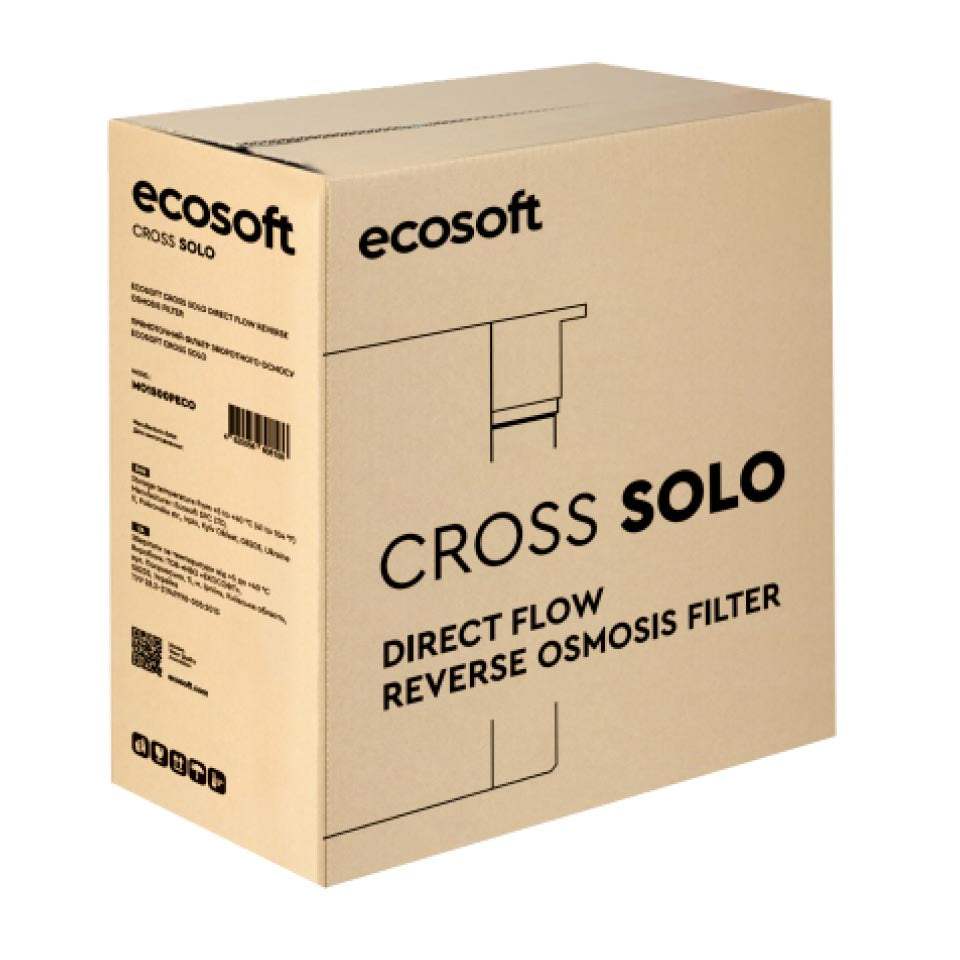 Ecosoft CROSS Solo ultra-compact reverse osmosis water filtration system under sink installation