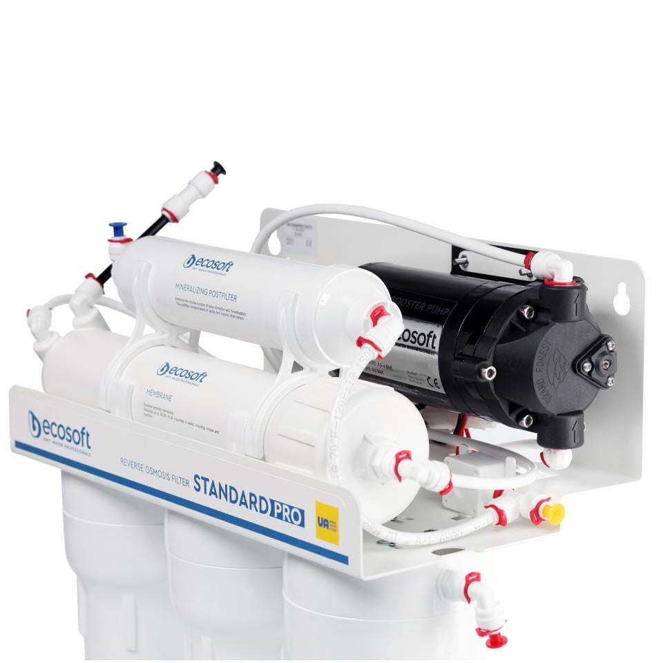 Ecosoft STANDARD PRO RO System with Pump for advanced 5-stage water purification in low-pressure homes