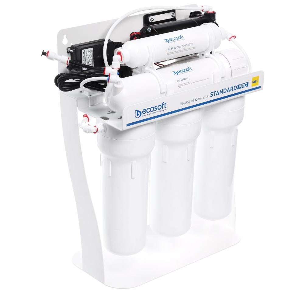 Ecosoft STANDARD PRO RO System with Pump on Metal Rack