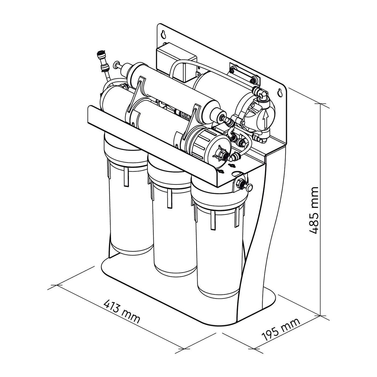 Ecosoft STANDARD PRO RO System with Pump on Metal Rack