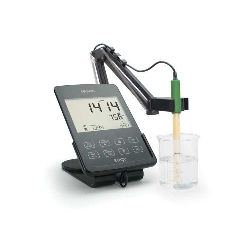 HI-2030 edge Hybrid Multiparameter EC Meter handheld with LCD display and smart electrode connectivity