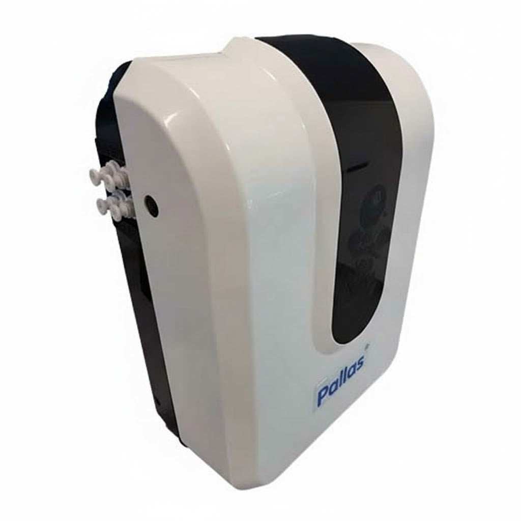 Pallas Enjoy Slim DF Reverse Osmosis System with pump and compact black design for superior water filtration