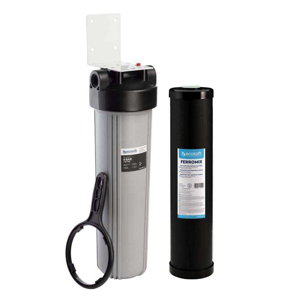Ecosoft Big Blue 4.5"x20" housing with iron reduction filter for whole-home water filtration