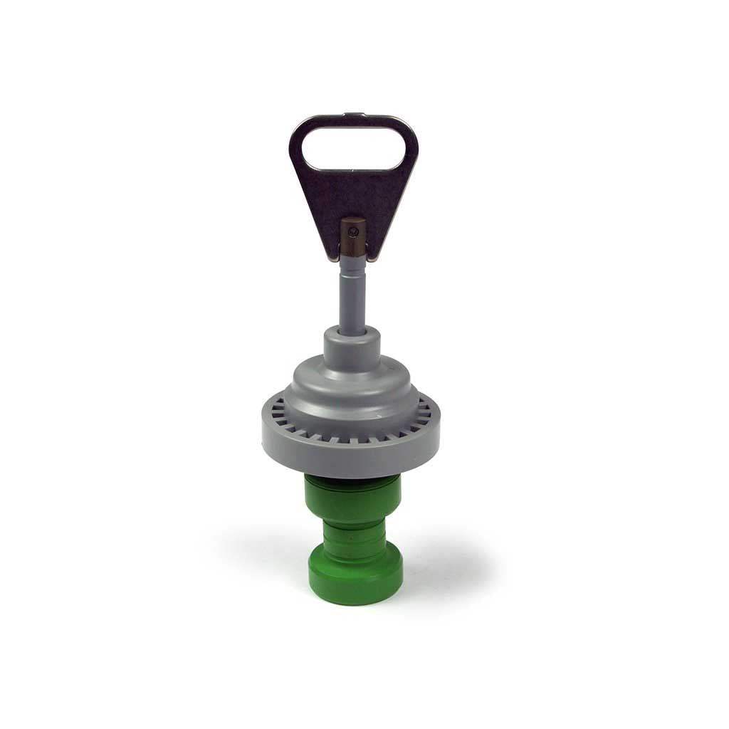 Grey and green piston assembly with a ridged collar and black pull handle, Fleck 24117 - Piston Assembly LWU - Grey (5600/4600)