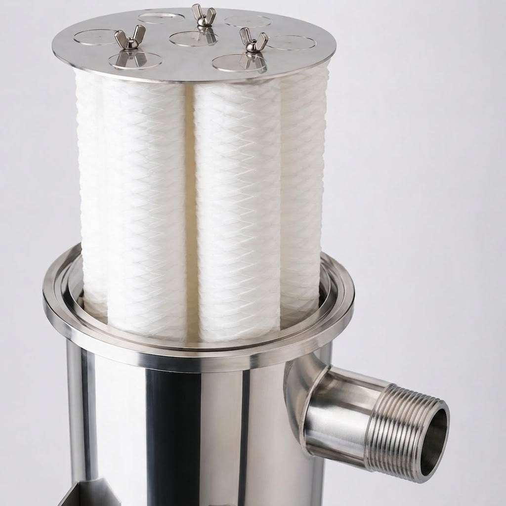 Pallas GEM Multi Round stainless steel filter housing for high-flow industrial water filtration with multiple 40-inch cartridge capacity