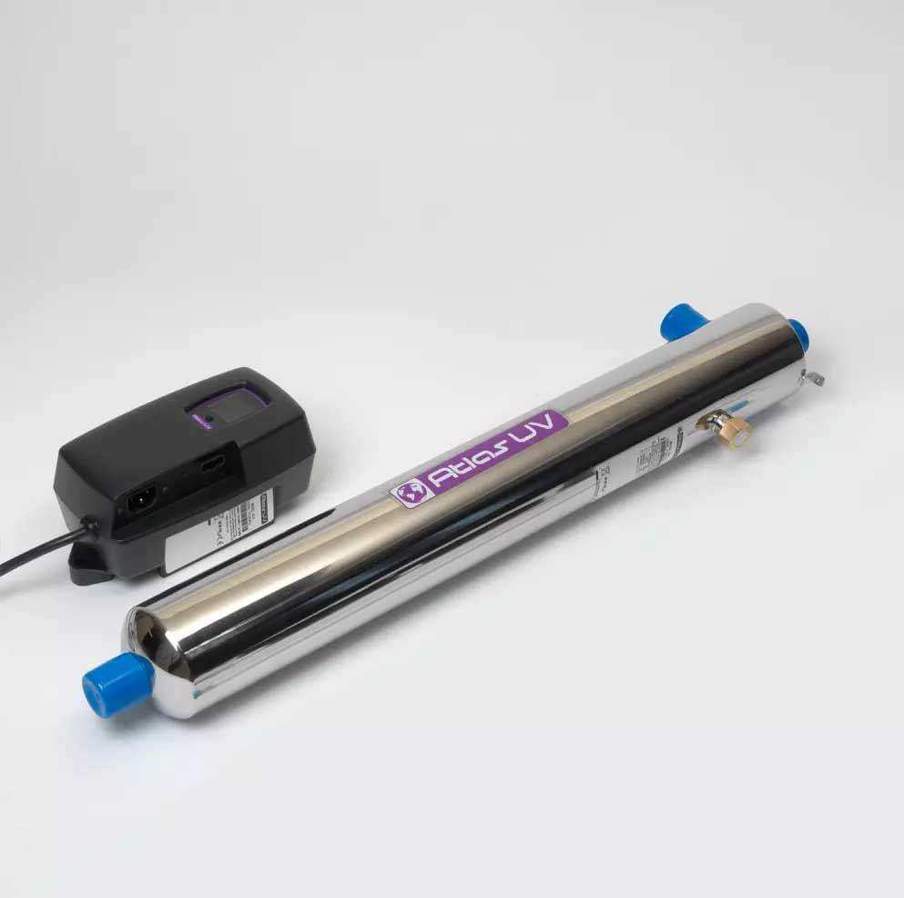 Atlas H95 316 stainless steel UV unit with LCD display for water disinfection.