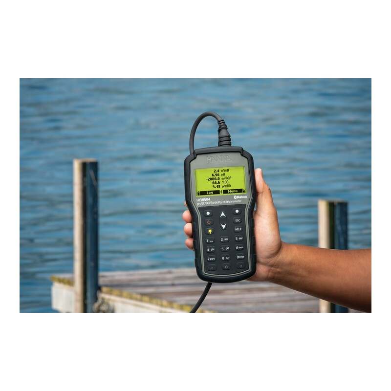 HI-98594 Multiparameter Meter handheld water quality tester with Bluetooth and multi-sensor probe in rugged carrying case