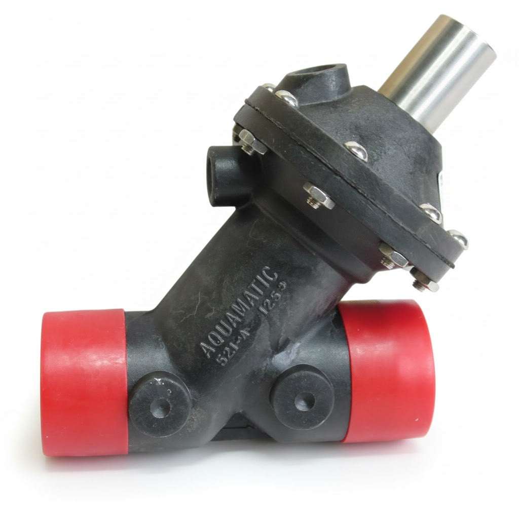 K521-X210-14000 1" 521 AquaMatic Valve with a black composite body, red end caps, and silver metal fittings.