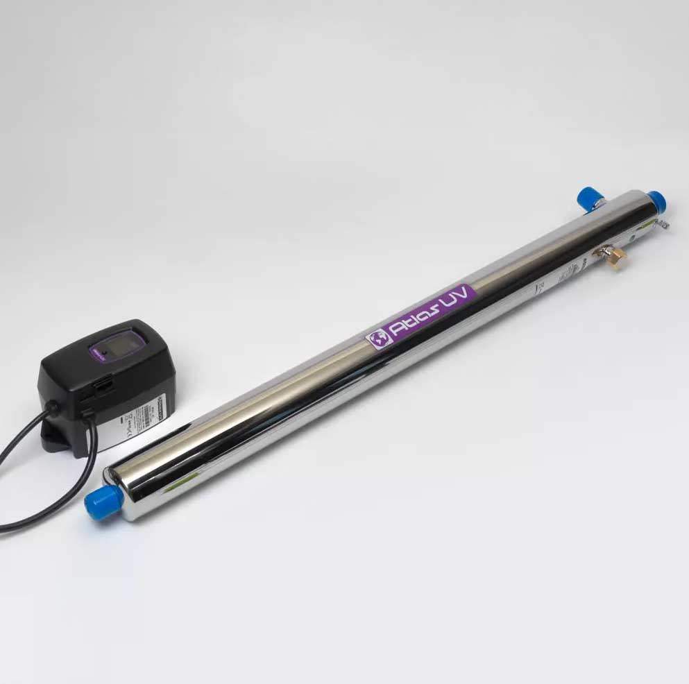 Atlas L41 41 L/min UV Unit for medium-sized homes, durable stainless steel chamber, high-capacity disinfection.