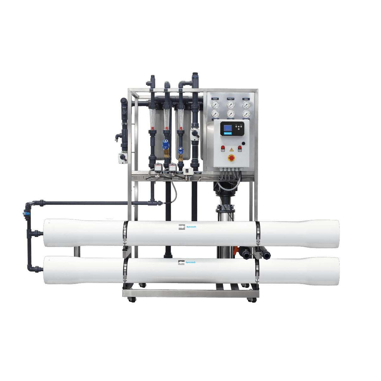 Ecosoft INOX IoT MO4 8-inch reverse osmosis system with stainless steel frame and IoT monitoring for industrial water purification