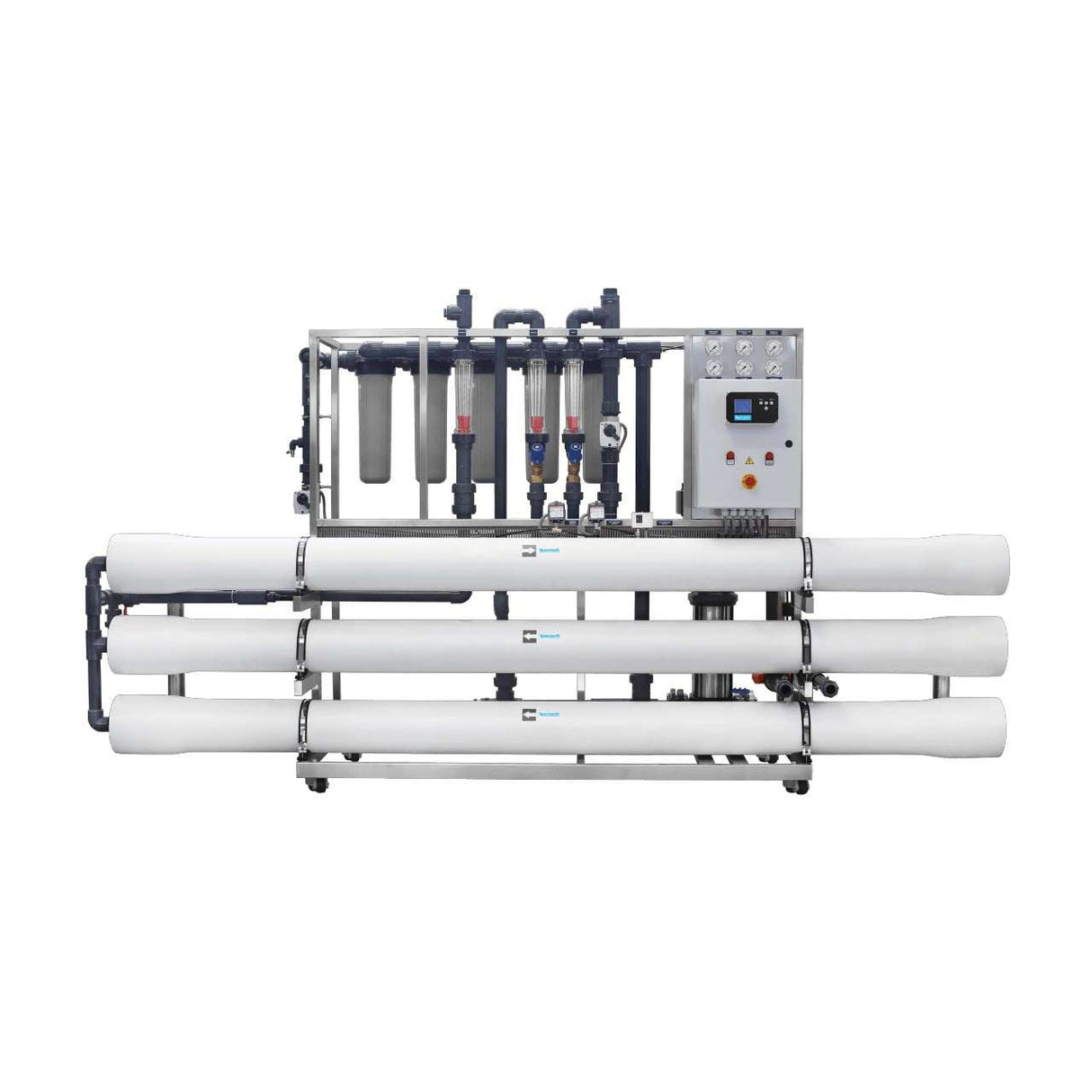 Ecosoft INOX IoT MO9 industrial stainless steel reverse osmosis water purification system with IoT control and Grundfos pump