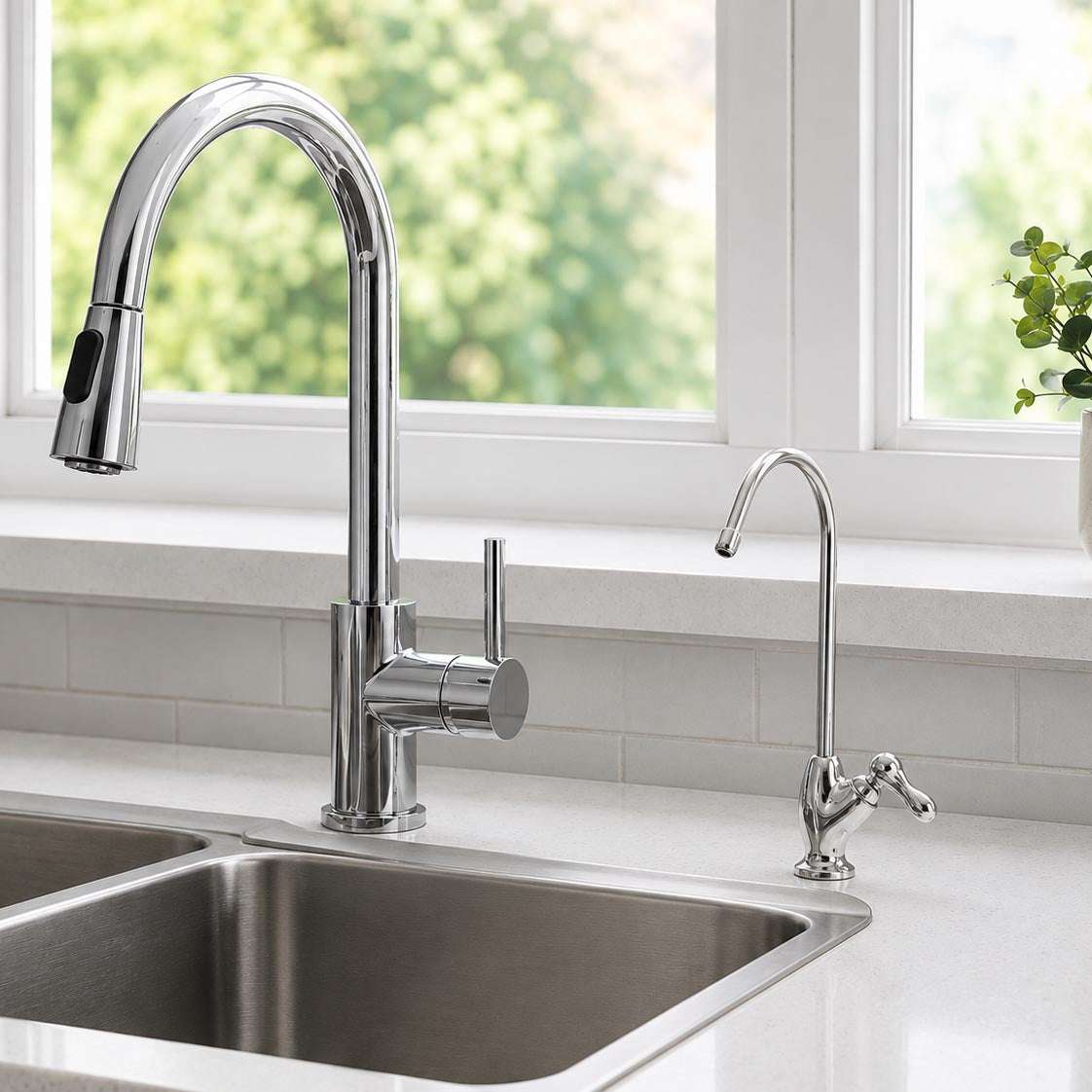 Chrome MT1-TAPCHROME mini tap with 1/4" tubing for under sink water filtration systems