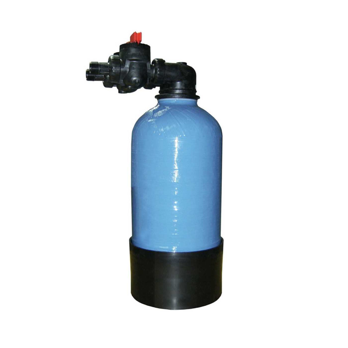 Scale prevention system, NeutrAcalC Salt Free Scale Prevention 8" x 17", blue vessel with black valve and base