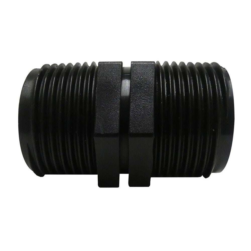Black plastic nipple 3/4" x 3/4" plumbing connector by GAPS Water Treatment