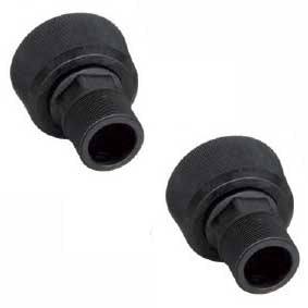 Cintropur Adaptors NW500, a pair of black plastic fittings with wide rounded collars and threaded connectors.
