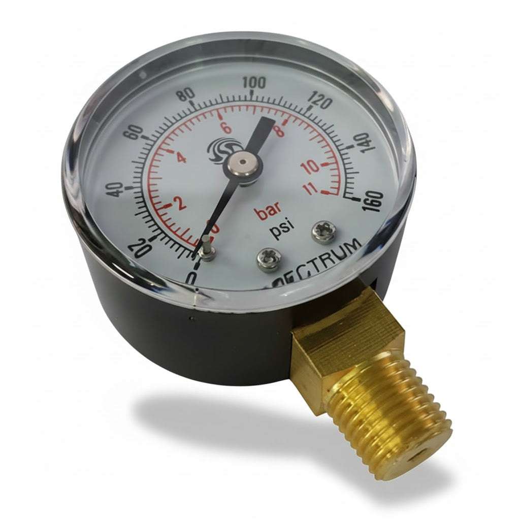 PG1 : SPECTRUM Gauge 0-11 Bar Bottom Entry 50mm Dial 1/4 BSPT