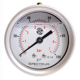 PG3 0-10 Bar Stainless Steel Back Mounted Pressure Gauge | GAPS Water Treatment