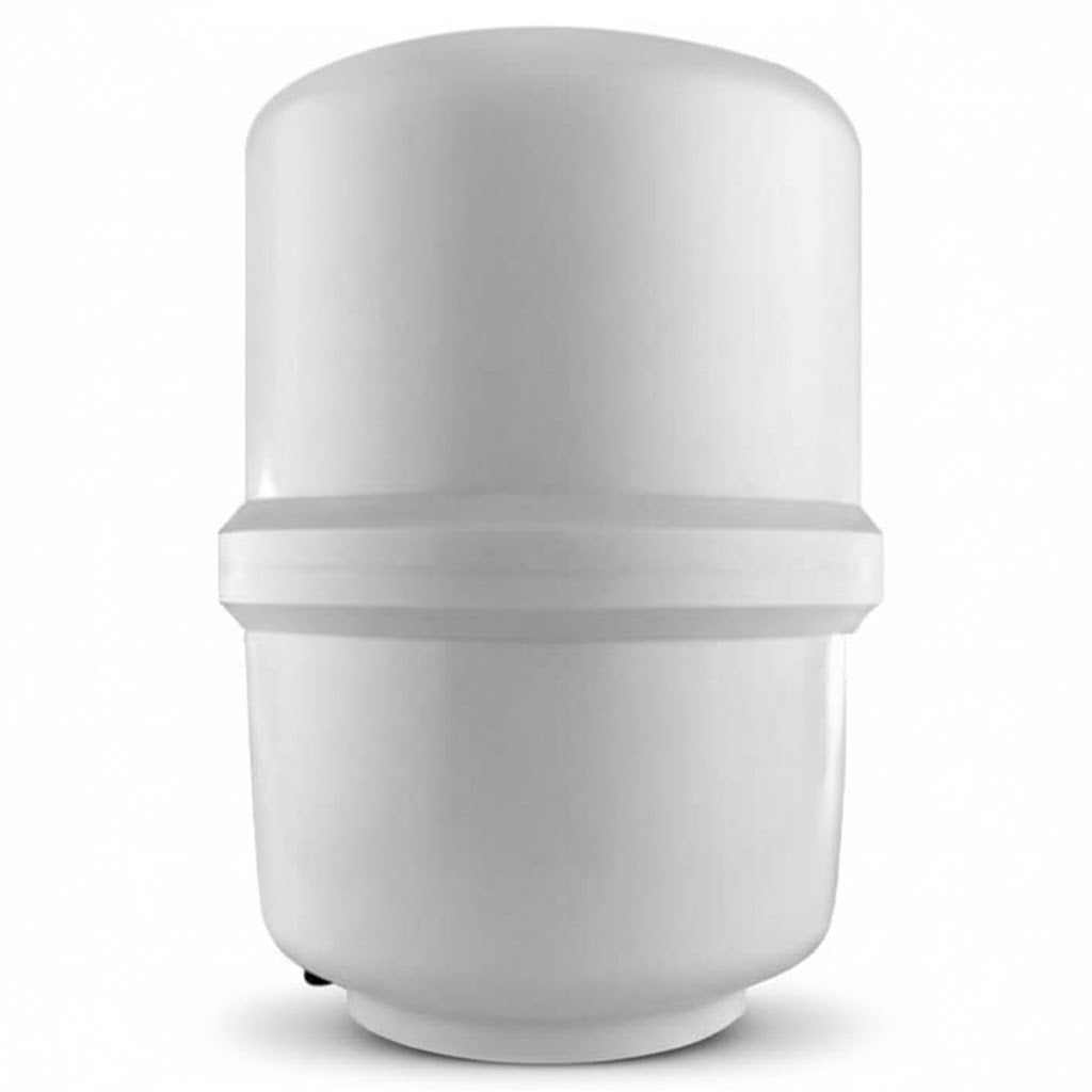 Plastic Pressurised Tank 4 Gallon @ 40 psi, white plastic cylinder with a broad raised band around the middle.