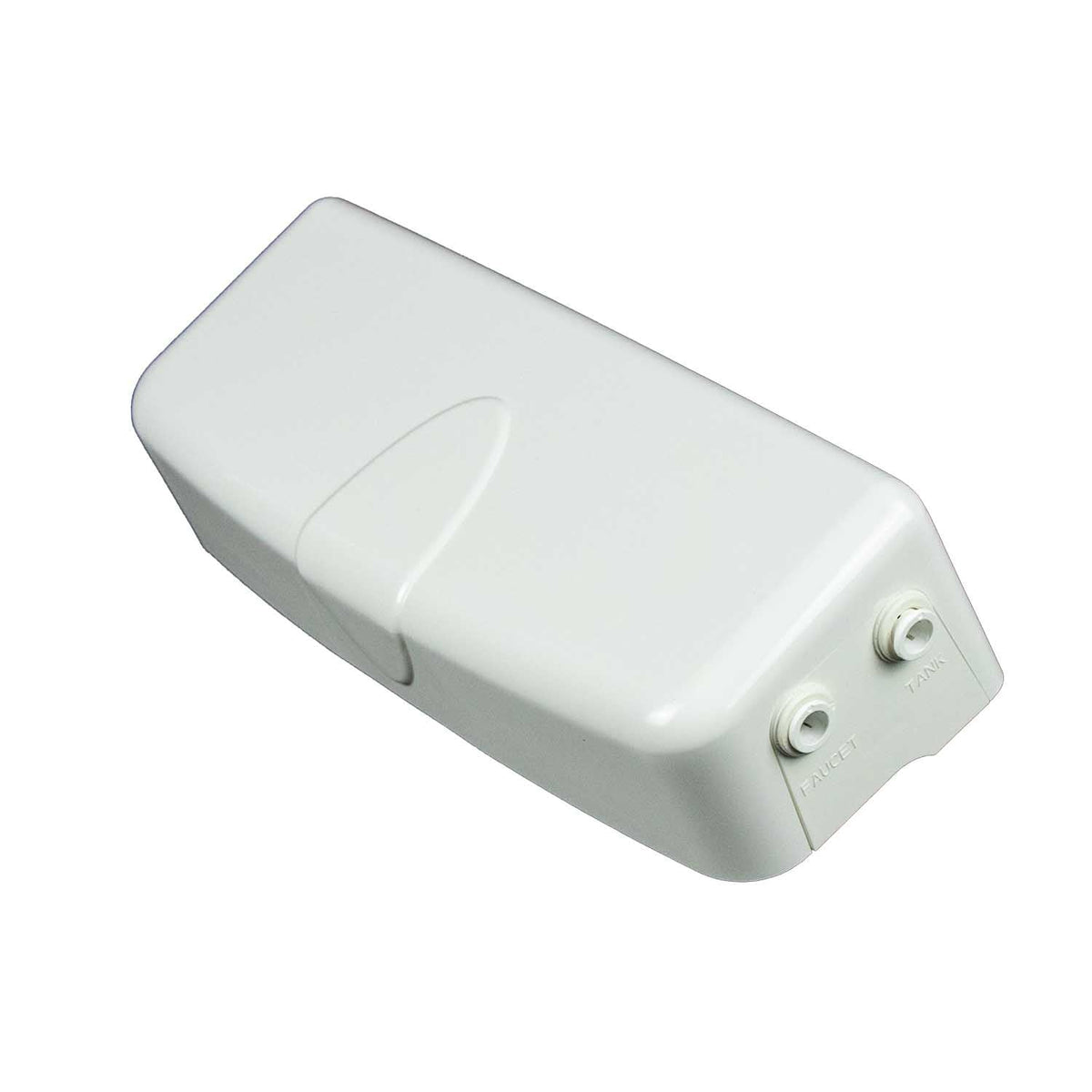 Water filter cartridge, white molded plastic with a smooth rectangular housing and two push-fit ports, SPECTRUM PTL Twist-Lock Cartridge