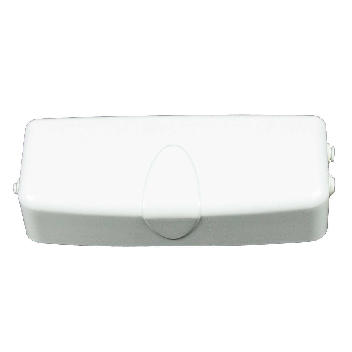 White plastic SPECTRUM PTL Twist-Lock Cartridge system housing with a rounded rectangular body, central oval latch, and side fittings.