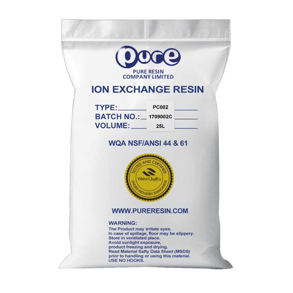 Pure PMB101-3 Mixed Bed ion exchange resin 25-liter container for water purification