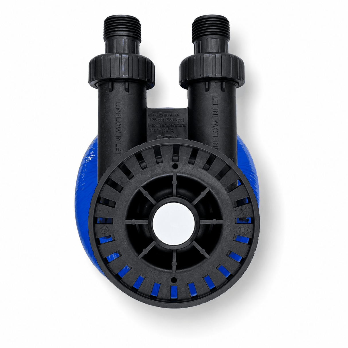 PWG Vessel with Clack 1190 Head, refill port, and screens for water treatment applications