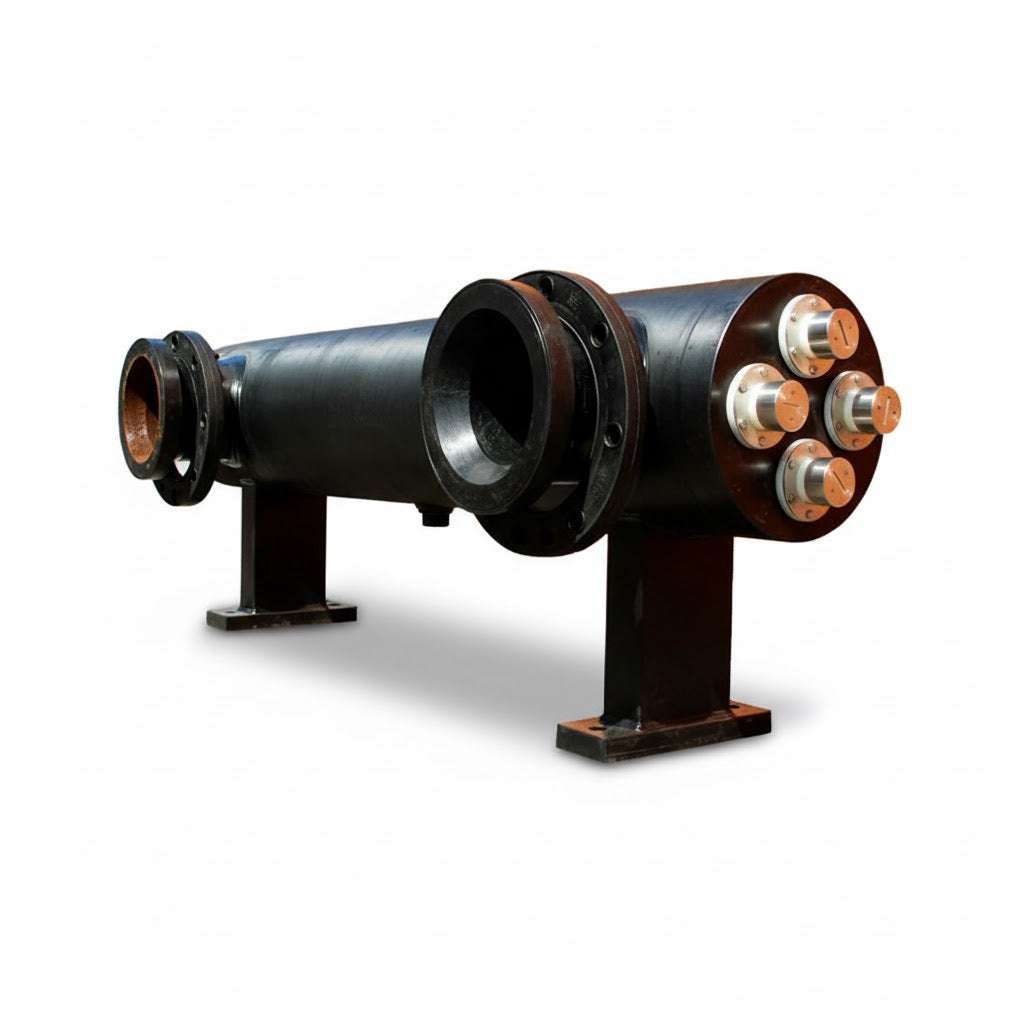UV water treatment system, Sita HDPE Series UV System, with a black cylindrical chamber, flanged ends and copper fittings.