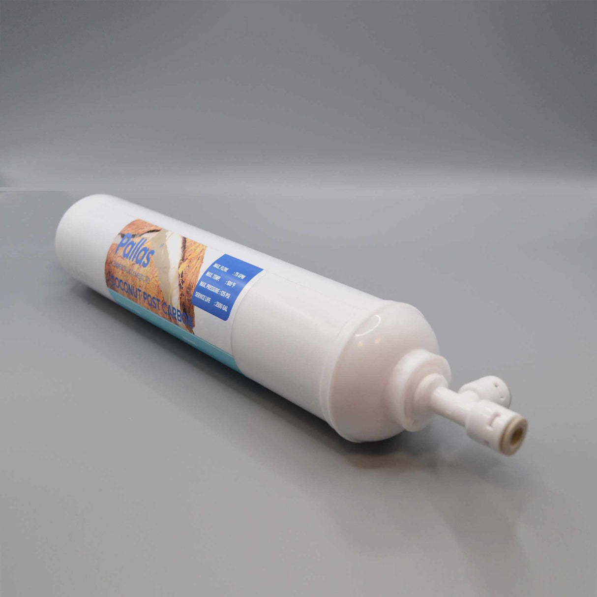 Inline Coconut Carbon GAC Filter, 2" x 10", 1/4" Pushfit with Tee Fitting