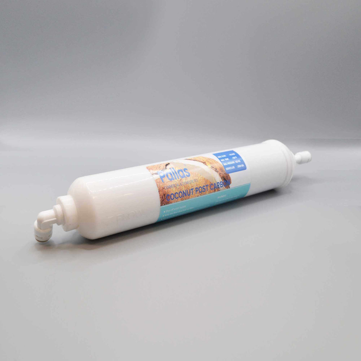 Inline Coconut Carbon GAC Filter, 2" x 10", 1/4" Pushfit with Tee Fitting