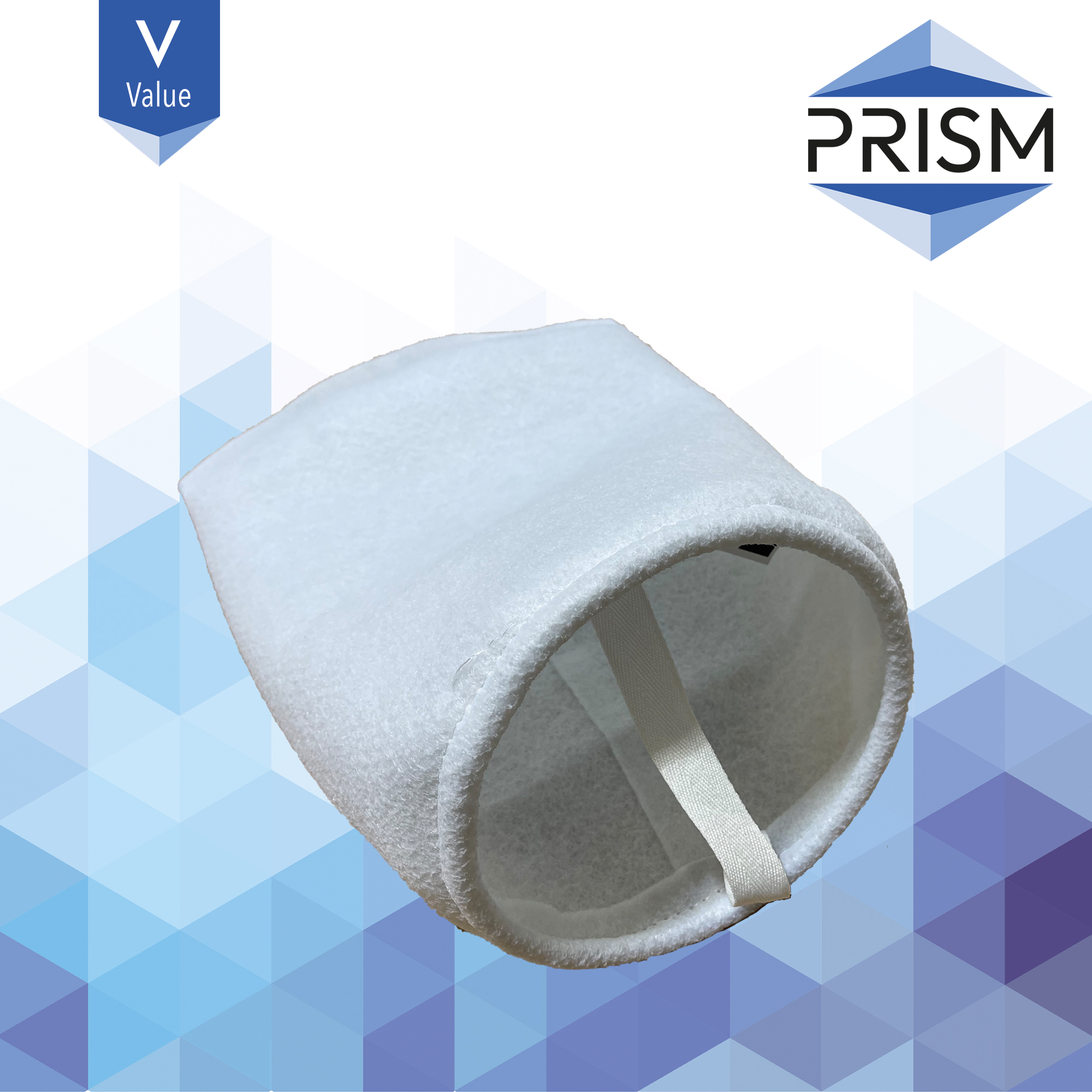 FB-PL-100-7x14-V    PRISM VALUE RANGE :  Bag Polyester 100 micron Size 1 Polypropylene Neck Ring