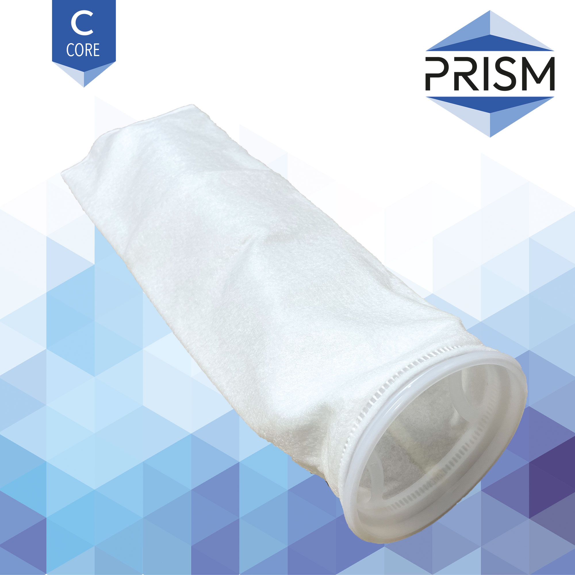 FB-PL-100-7x32-C    PRISM CORE RANGE :  Bag Polyester Filter 100 micron Size 2 Polypropylene Flanged Neck