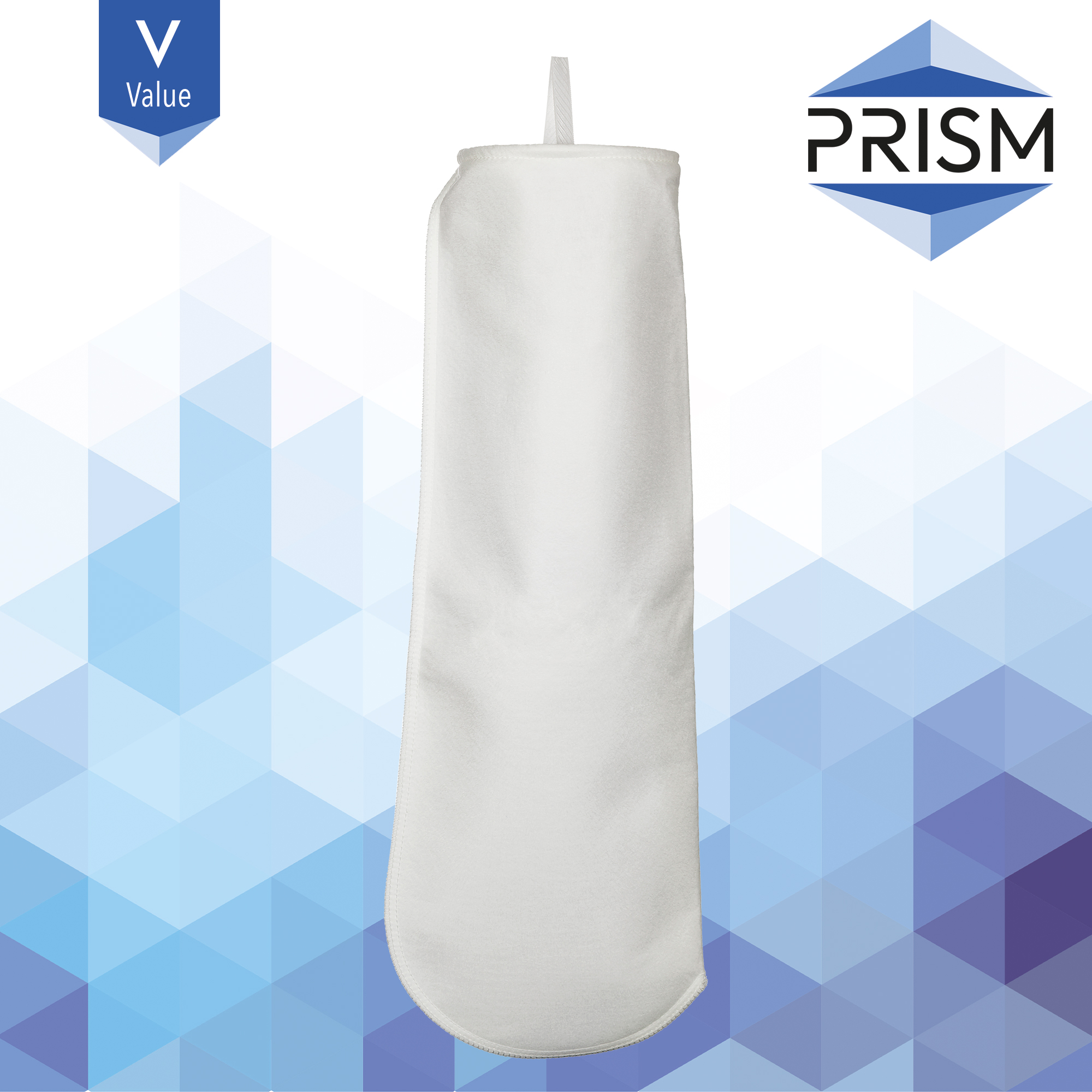 FB-PL-1-4x9-V    PRISM VALUE RANGE :  Bag Polyester 1 micron Size 3 Polypropylene Neck Ring