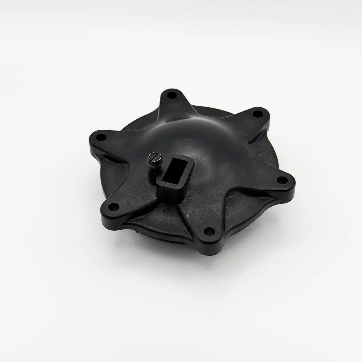 Fleck 14716-01 meter cap assembly in black, designed for enhanced water treatment system performance.