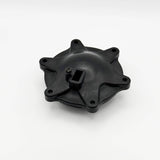 Fleck 14716-01 meter cap assembly in black, designed for enhanced water treatment system performance.