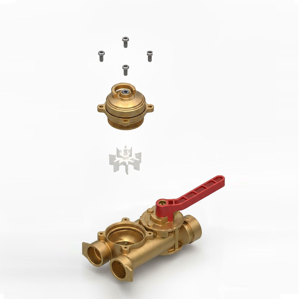 Fleck 26006-10 - Eco Bypass Assembly 8 m³ Red Handle Hot Water