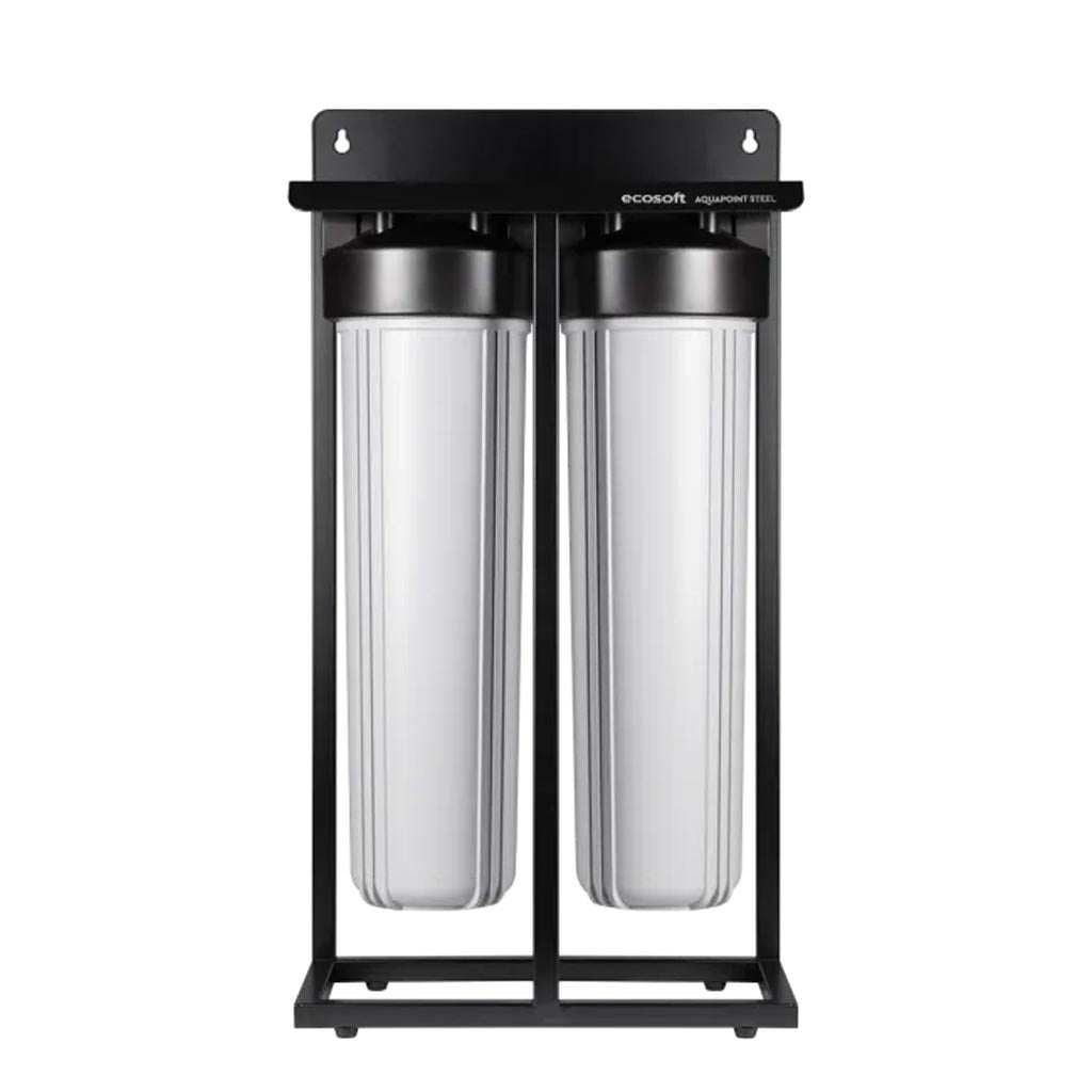 Ecosoft Aquapoint XL Duo whole house water filter with dual filtration and heavy-duty steel rack