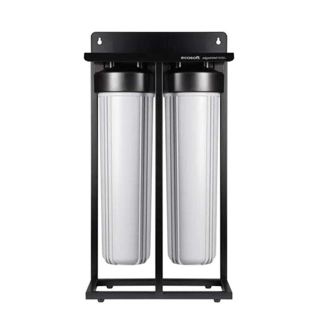Ecosoft Aquapoint XL Duo whole house water filter with dual filtration and heavy-duty steel rack