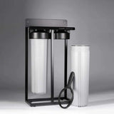 Ecosoft Aquapoint XL Duo whole house water filter with dual filtration and heavy-duty steel rack installed