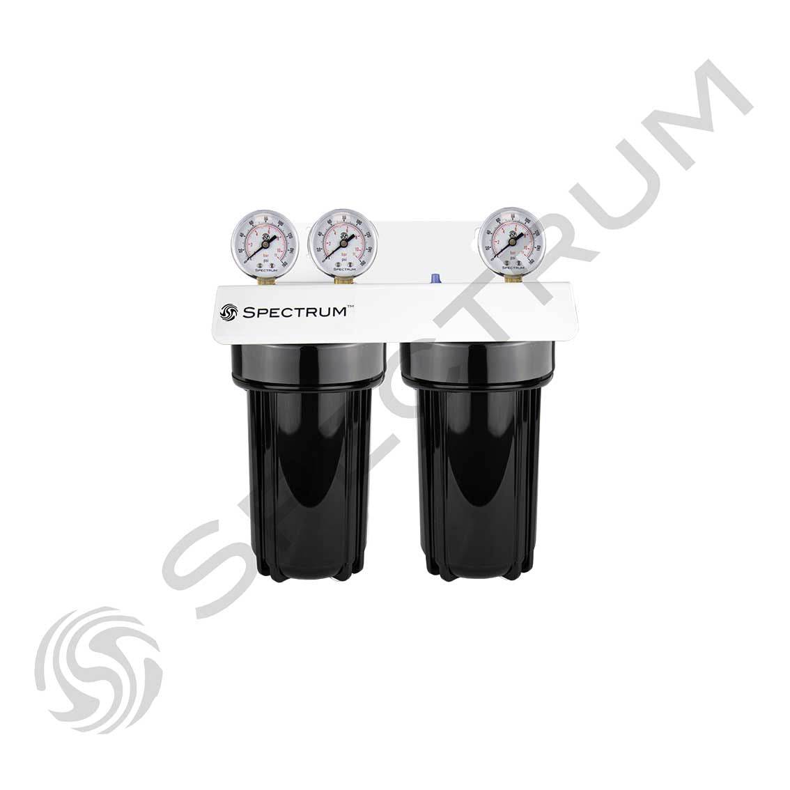 EWS-10K Salt-Free Scale Reduction System with dual cartridges and gauges.