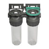 Ecosoft 3P Grey Duplex 10 inch filter housing with brass ports and dual filtration design